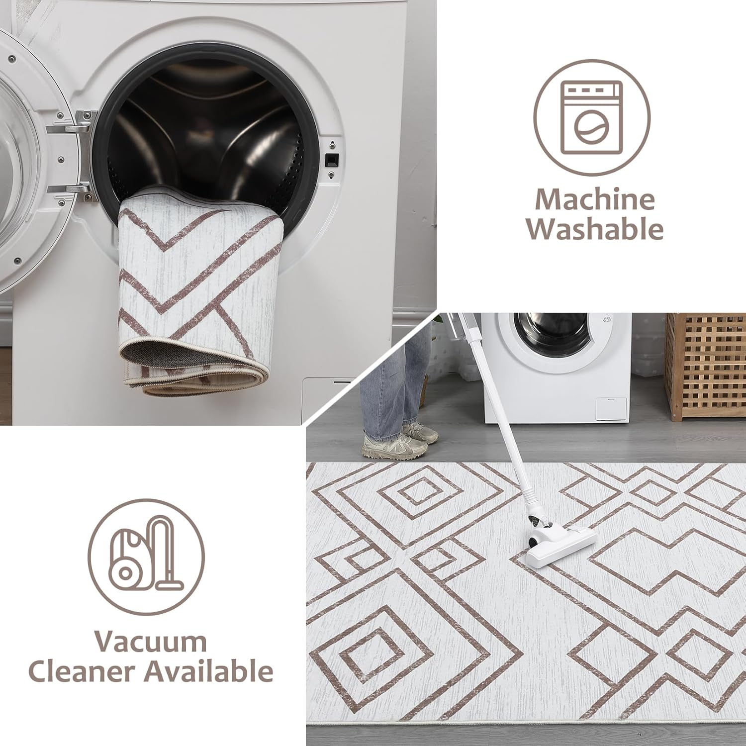 FairOnly Boho Runner Rug 2x6, Moroccan Modern Rug Geometric Hallway Rug Washable Rugs Runner Indoor Non-Slip Kitchen Runner Rug Distressed Rubber Backing Runners Carpet for Entryway Bedroom