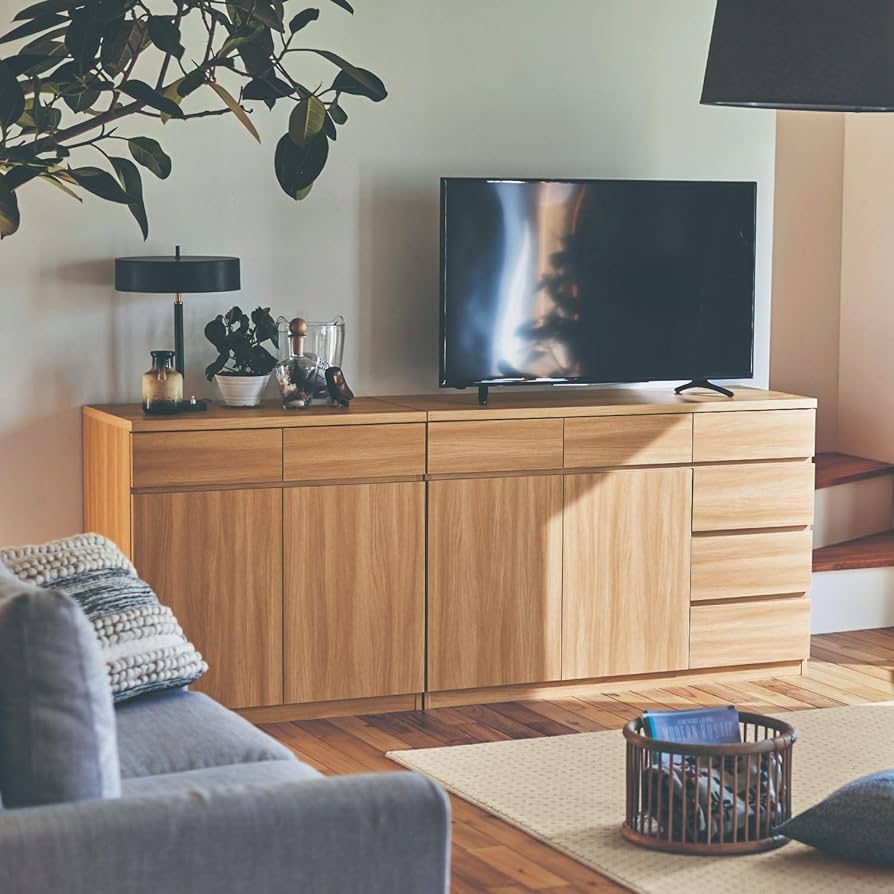 Amazon｜[ベルメゾン] キャビネット 棚 引き出し 耐震ラッチ付き