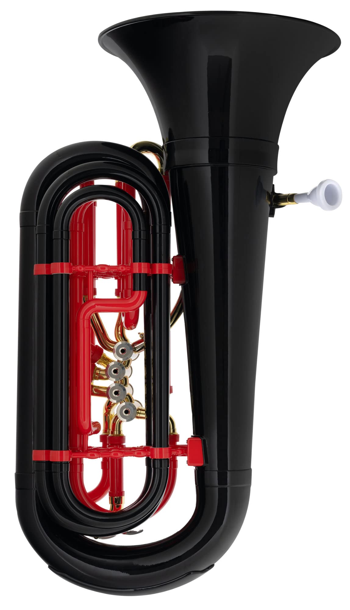 Classic Cantabile MardiBrass Deutschland Tuba Bb - Extrem leicht & sehr stabil - Material Korpus: ABS Kunststoff - Mundrohr & Maschine: Messing - Gigbag & Mundstück - Farbe: Schwarz Rot Gold