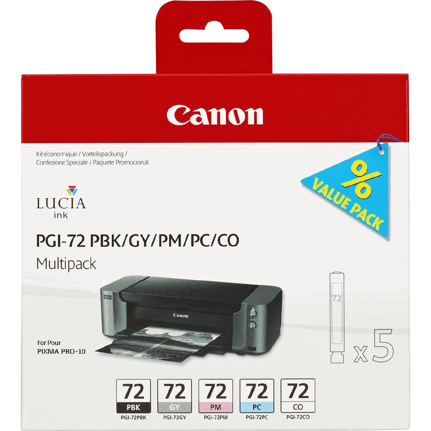 Canon Pack Di 5 Colori A Getto D' Inchiostro PGI-72 Pixma Pro-image