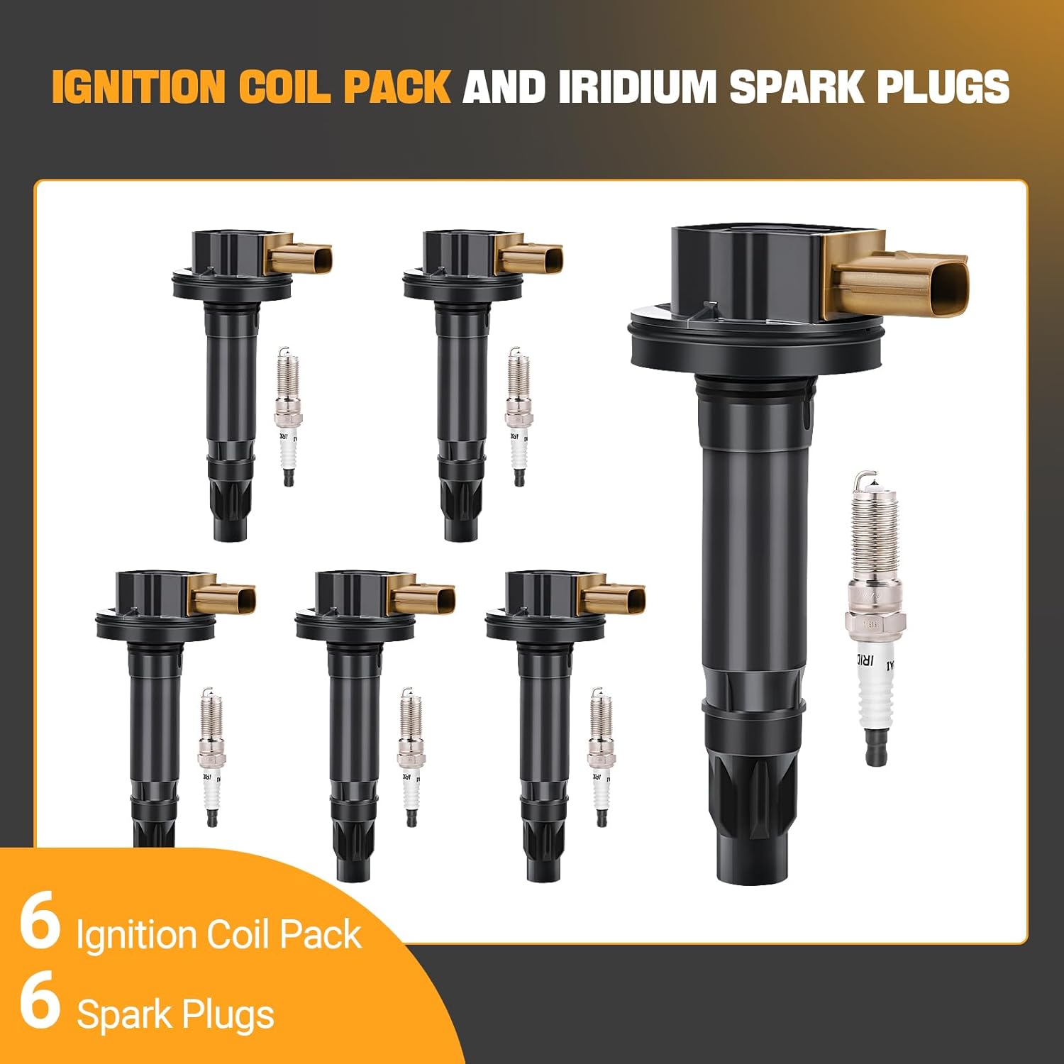 UF646 Ignition Coils Pack and Spark Plugs Set of 6 - Compatible with Ford 3.5L EcoBoost V6 Turbo 2011-2020 | F150 F-150, Expedition, Explorer, Transit, Flex, Taurus, Lincoln Navigator, MKS, MKT