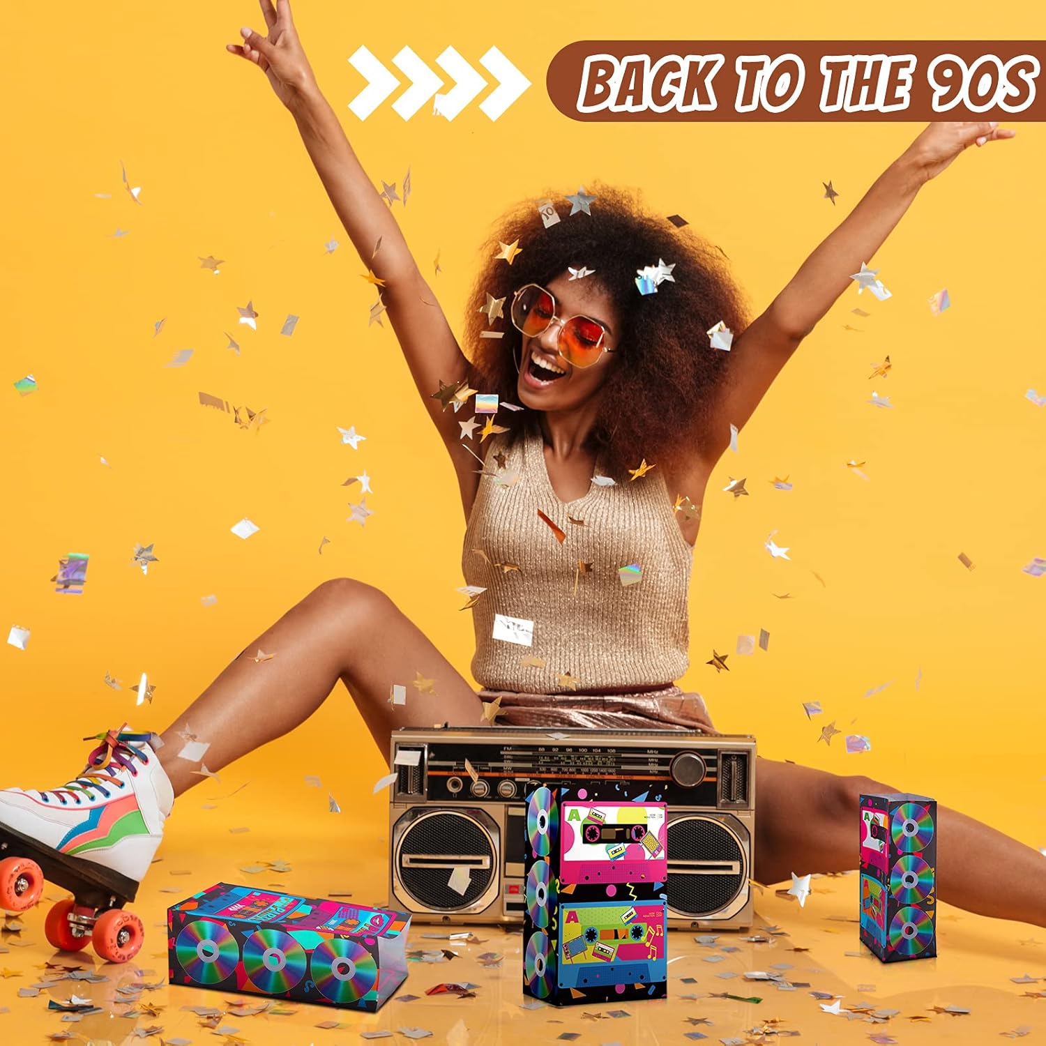 Zonon 24 Pieces 90s Party Favor Retro Radio Goody Bags Hip Hop Theme Gift Bags for 1990s Birthday Disco Party Treat Candy Supplies - Image 5