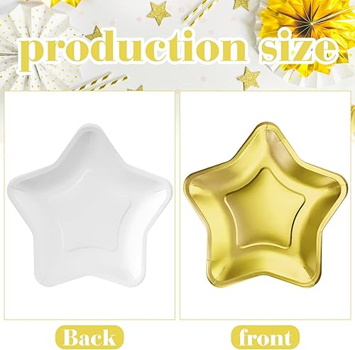 Miniatura 4 de Zuazaor 60 platos de papel en forma de estrella de 9 pulgadas, platos desechables para fiestas, pentagrama, para graduación, Día de la