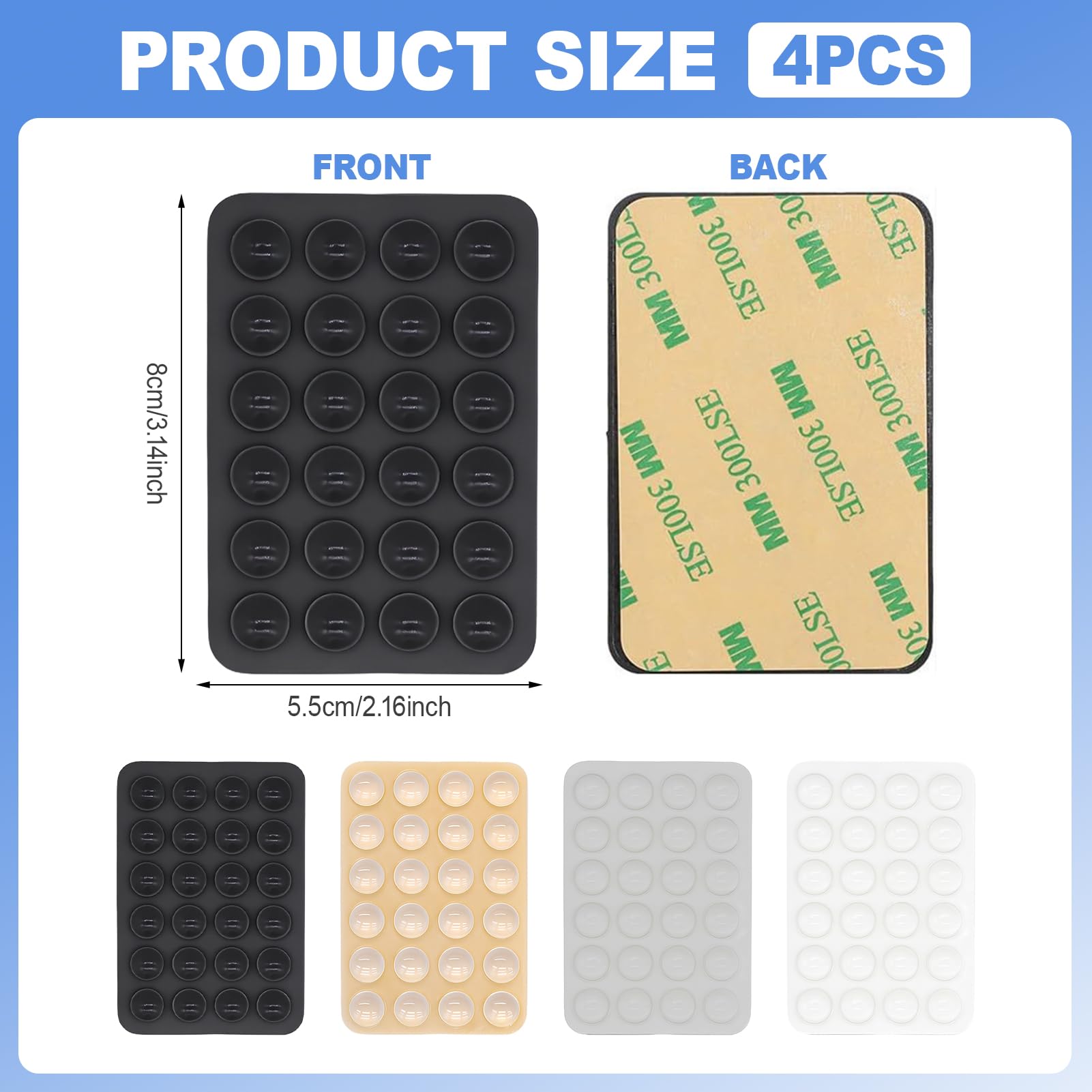 Suction Cups, 4pcs Suction Cup for Mobile, Silicone Holders with Suction Cup for Phone, Self-Adhesive, Hands-Free, Silicone Suction Cup for All Models of Mobile Phones — view 2