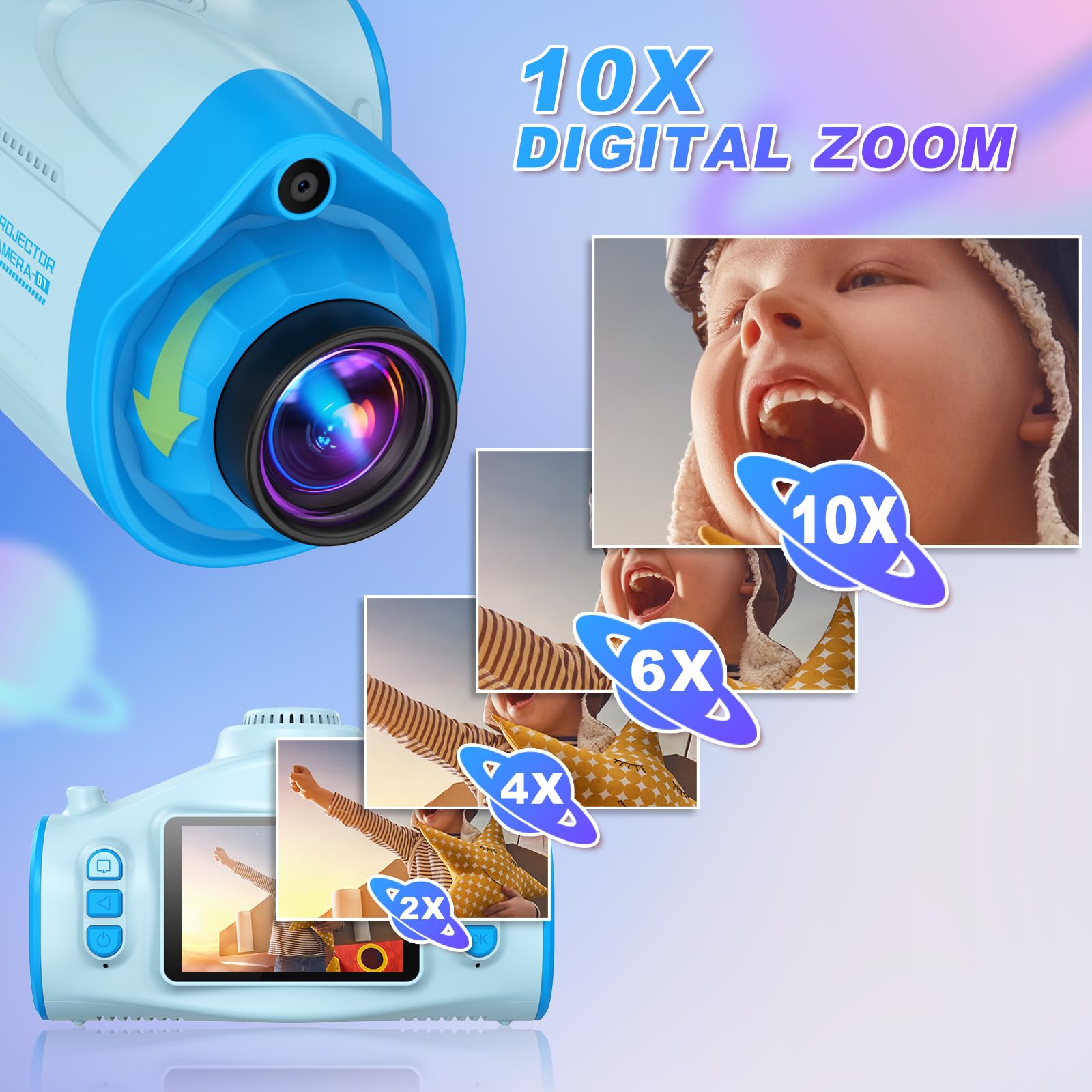 Cámara de proyección digital con trípode, ofrece proyección, fotografía de 48 MP, grabación de video de 1080p, cámara digital para niños, regalos de cumpleaños de Navidad para niños y niñas a partir