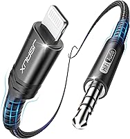 Vista 1 de Cable de audio Lightning a 0.138 pulgadas (3.5mm) de 6 pies, JSAUX [certificado Apple MFi] auriculares para iPhone, cable auxiliar Lightning Negro