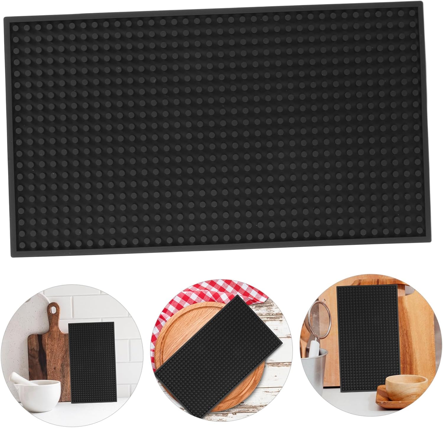 Non Slip Cutting Board Mat Silicone Kitchen Grip Pad Black
