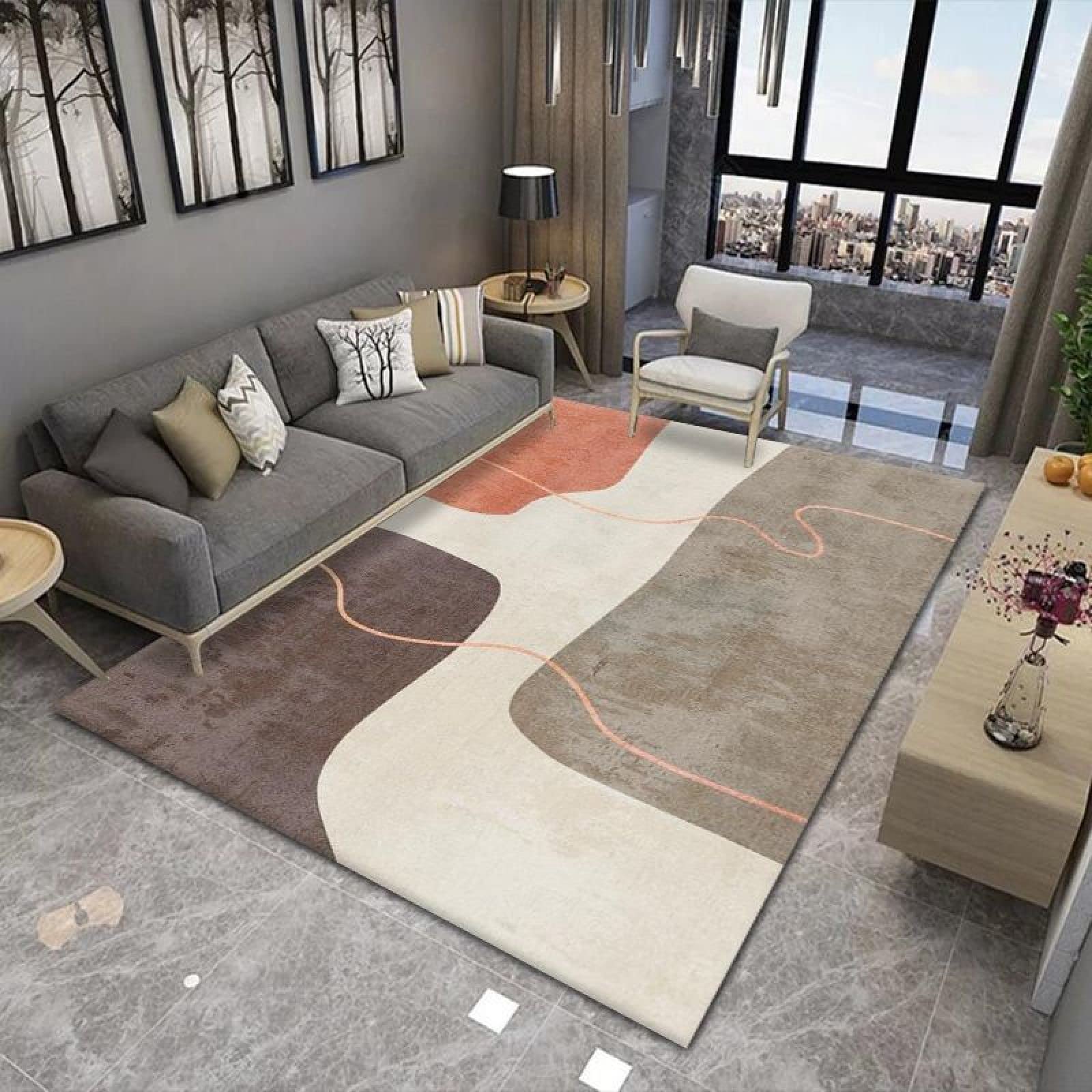 Nowoczesny dywan designerski dywan europejski lekki luksusowy modny i nowoczesny krótkie runo, obszyty, miękki, można prać w pralce 100 x 160 cm