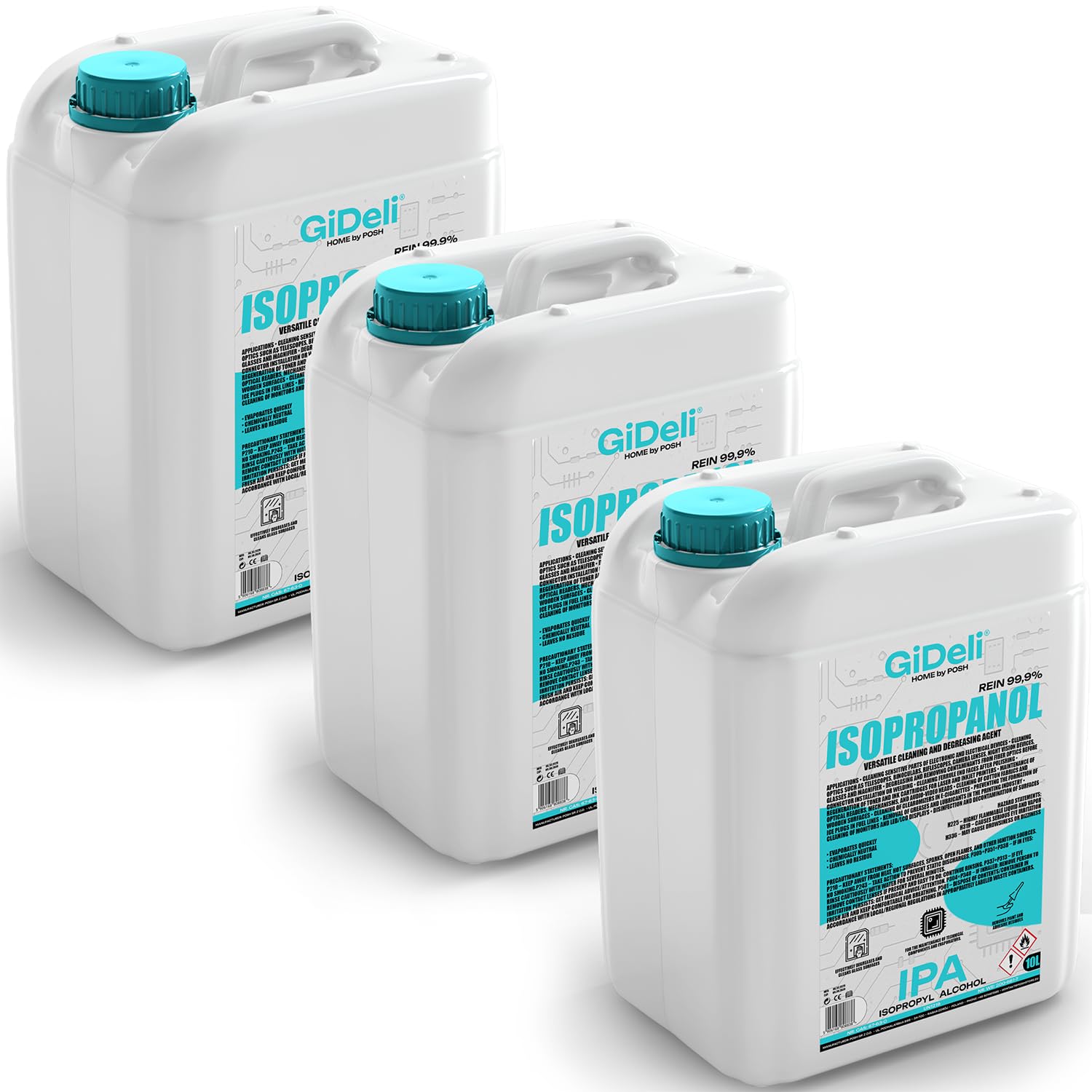GiDeli Isopropanol 99,9% 30 L - Isopropylalkohol-Reiniger hochprozentiger - Reinigungsalkohol für Elektronik - 3D-Drucker-Zubehör - Glas, Bildschirmen und Linsen