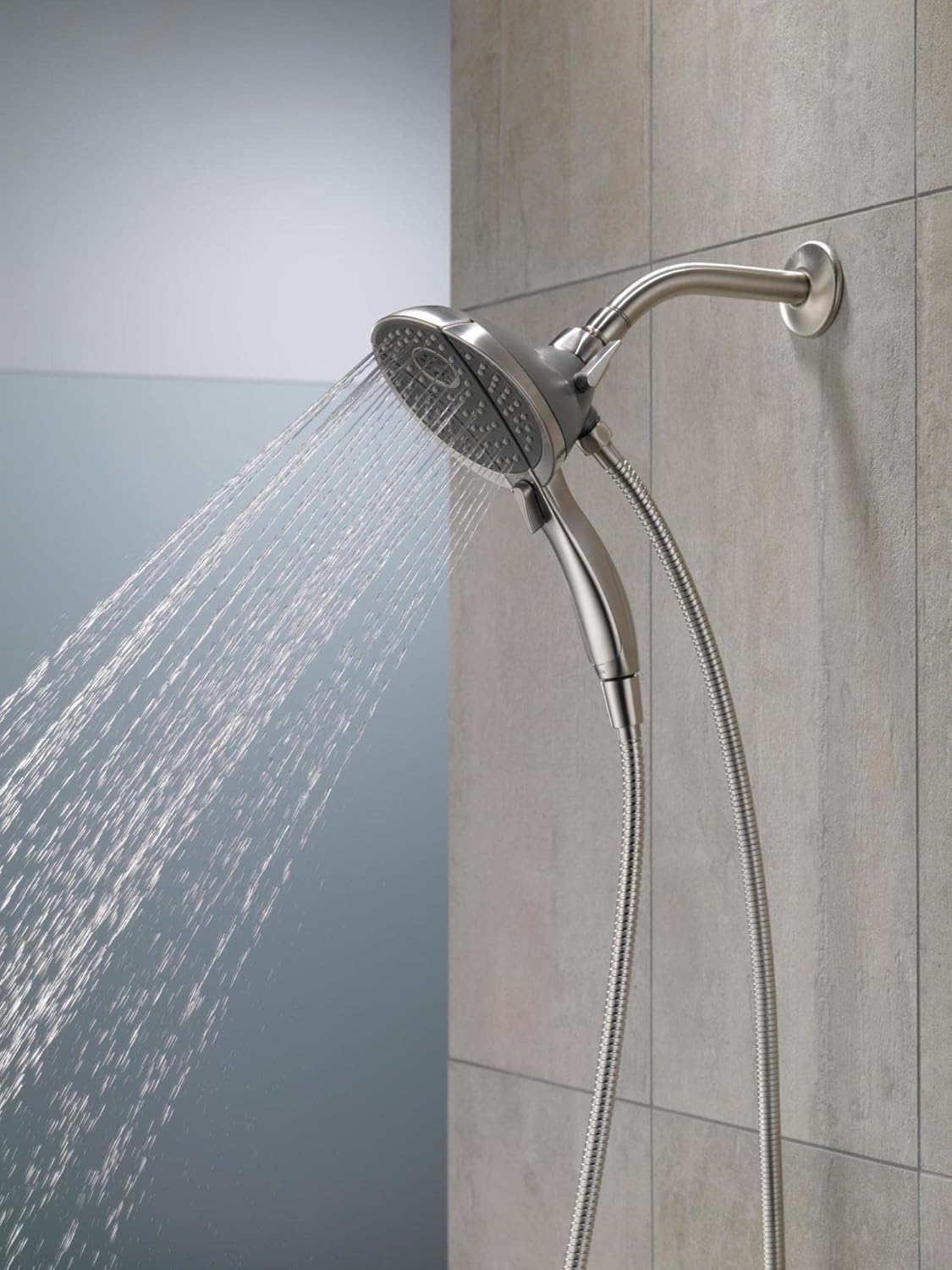Delta Faucet 4-Spray In2ition Dual Shower Head with Handheld Spray, Chrome Shower Head with Hose, Handheld Shower Heads, Showerheads & Handheld Showers, Detachable Shower Head, Chrome 58467