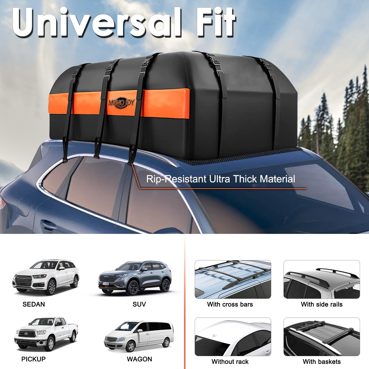 Sac De Transport Pour Toit De Voiture CAMVIL 20 Cubic Feet Car Rooftop Cargo Bag - Waterproof Soft-Shell Carrier For All Vehicles Cargo Bag Rooftop Waterproof