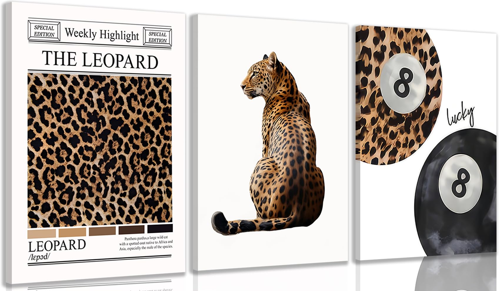 Photo 1 of RAHUAO Leopard Canvas Wall Art Set, 3 Pieces, 16x24 in