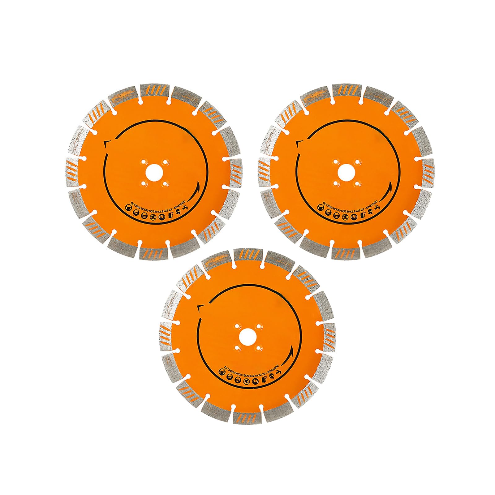 Cut Off Wheels - Ruedas de corte de 23 cm, 3 piezas para cortar granito y otras piedras, ranurar paredes de hormigón (naranja)