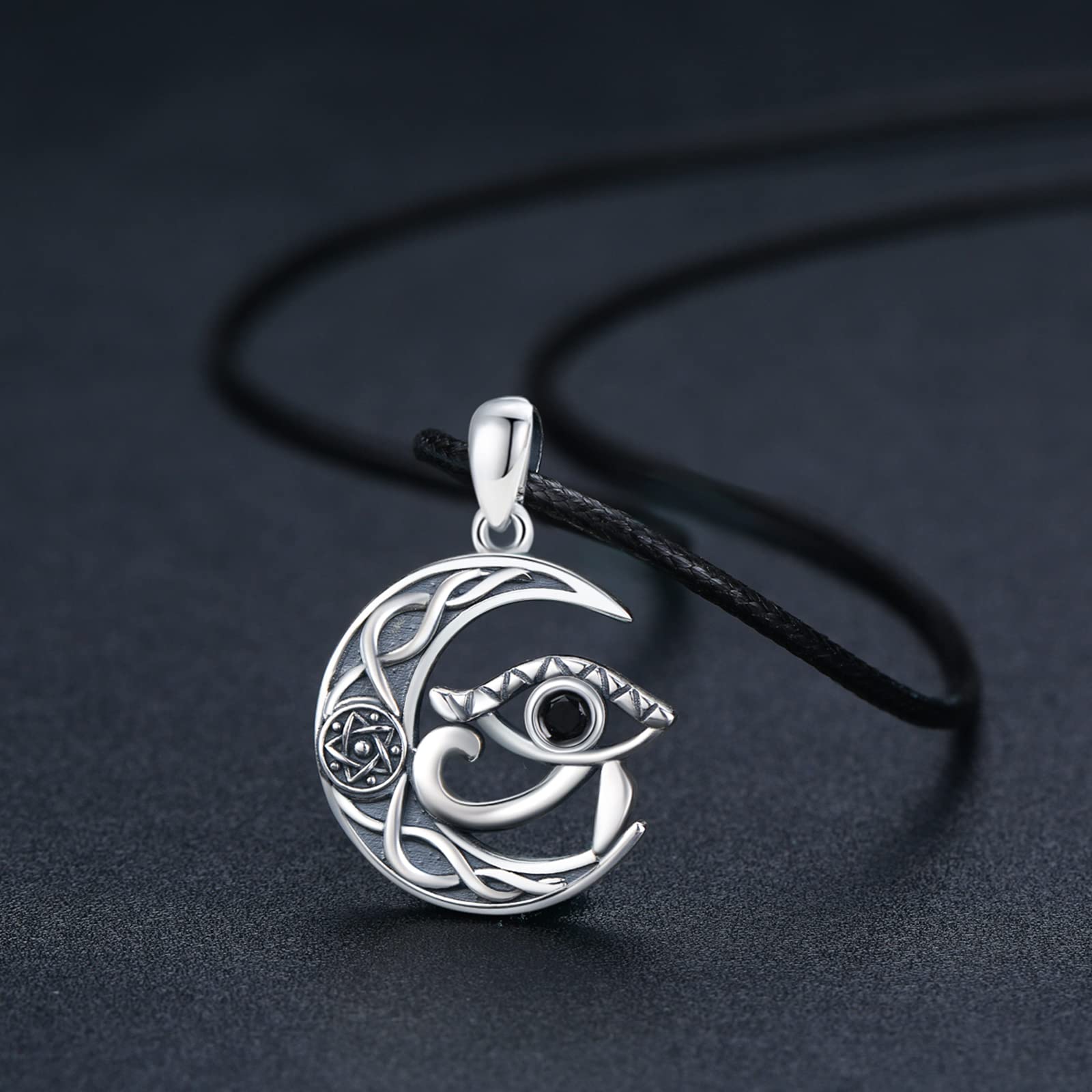 Egiziano occhio di Horus collana in argento Sterling antico Wedjat occhio del Ra Horus simbolo di protezione amuleto protettivo gioielli copti regali per donne uomini, Argento sterling