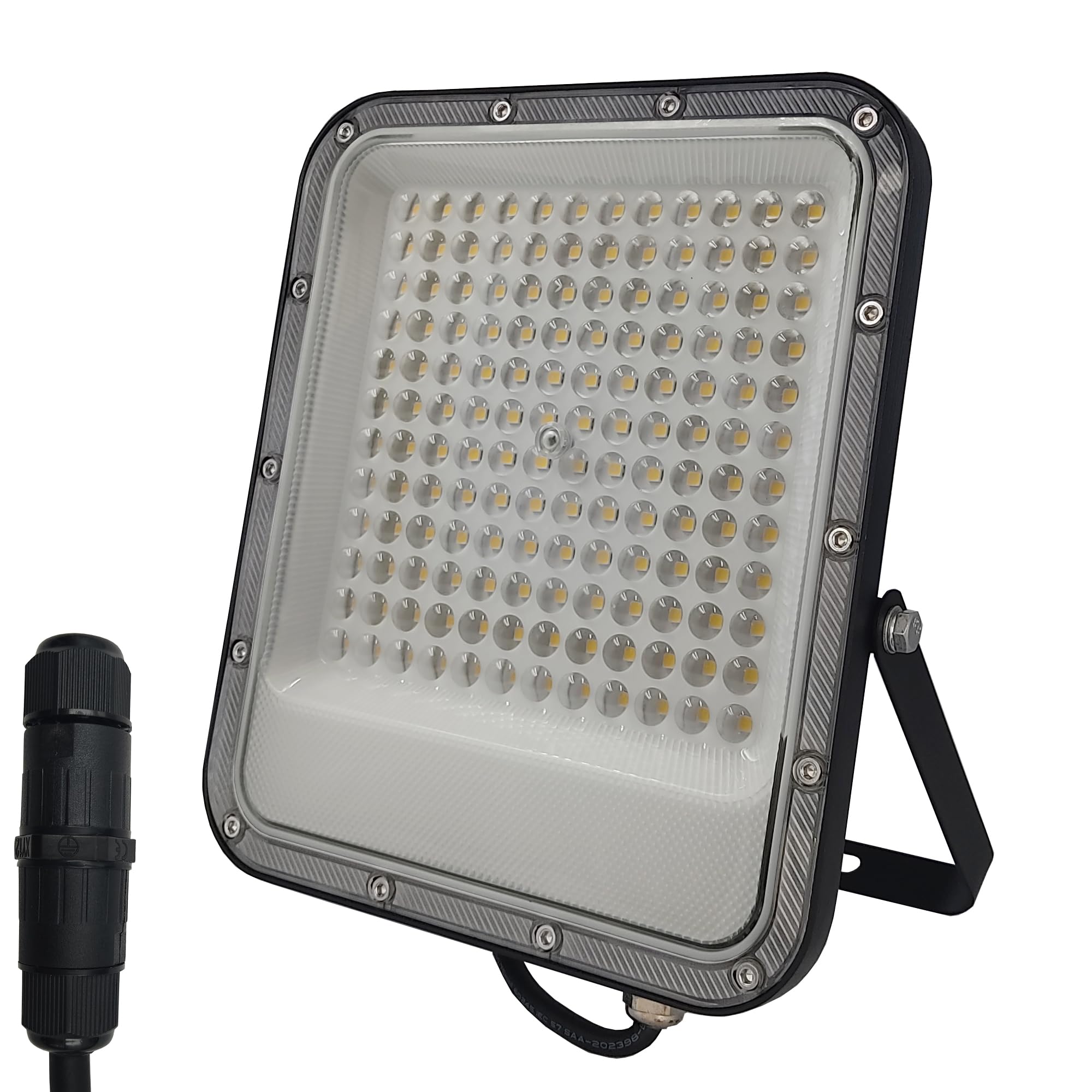 FactorLED Foco Exterior LED Negro 100W, Proyector AVANT PRO, 11500Lm, IP65 Resistente al agua, muy resistente IK10, Luz blanca fría 5700K (100)