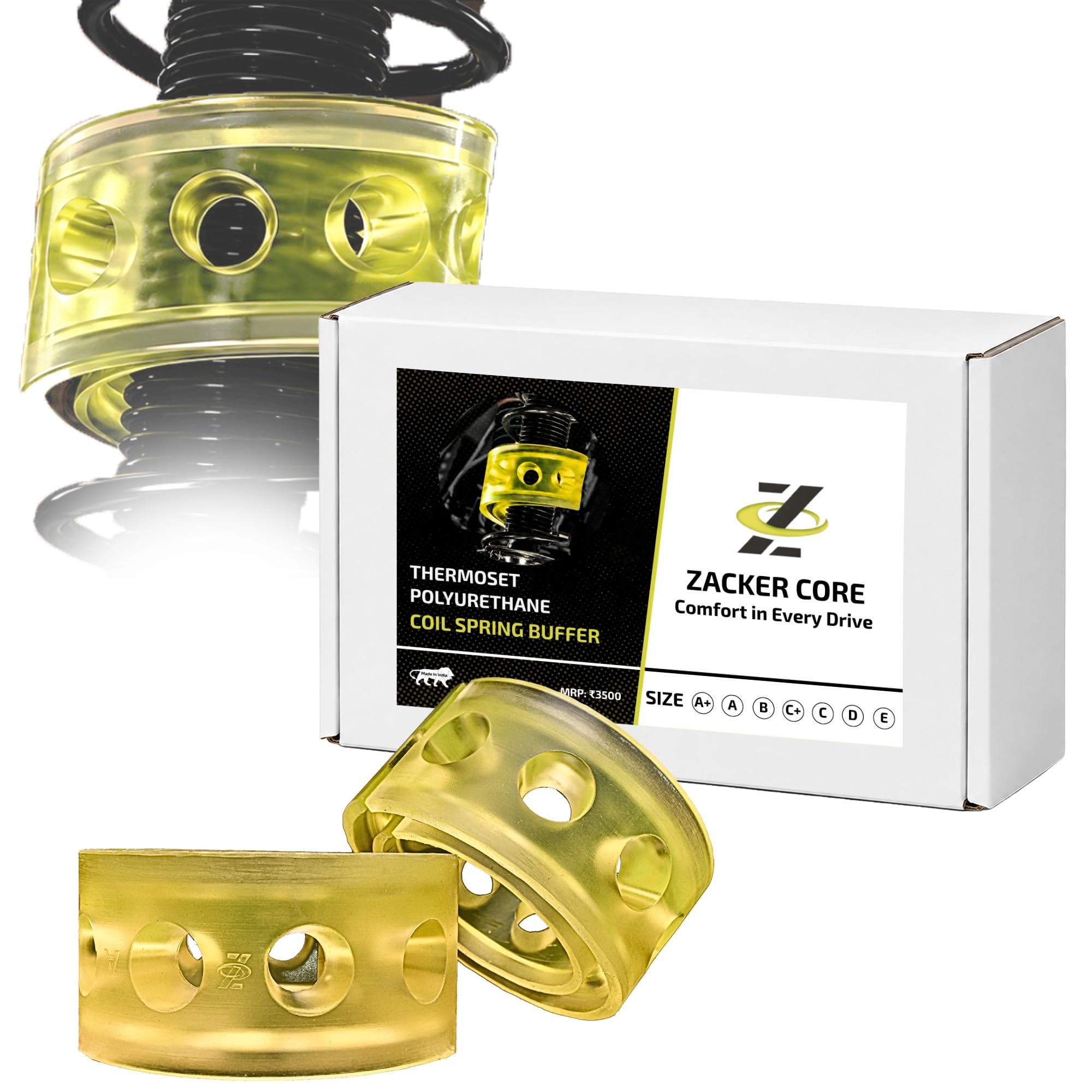 Zacker Core Coil Spring Buffer for Tata Altroz (Front, 2 Pcs) - Thermoset PU Suspension Buffer for Enhanced Ride Comfort, Ground Clearance & Stability-image-37