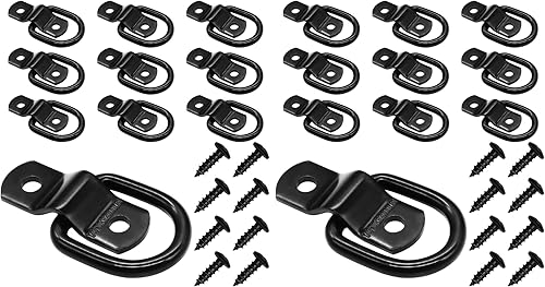 Miniatura 8 de Seamaka 10 ganchos de anclaje de anillos D de 14 de pulgada, anillos en D de acero negro resistente, capacidad de 2400 libras, para correas de