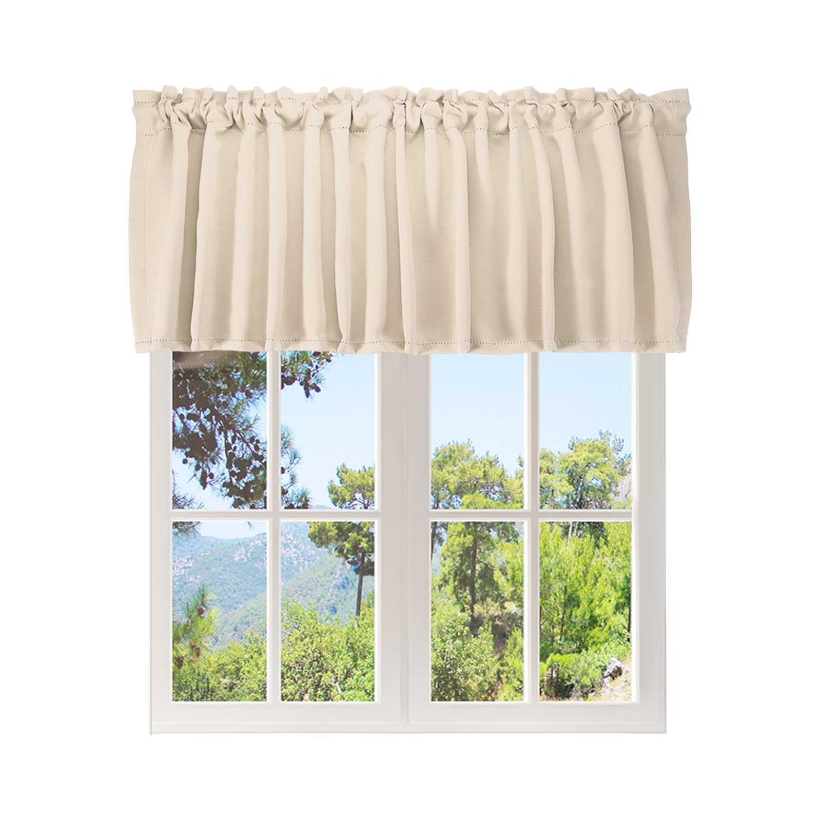 sourcing map Window Valance, 52 x 18 Inch Valance Curtains Small Short Light Filtering Sheer for Windows Bedroom Bathroom Living Room Kitchen, Warm Beige