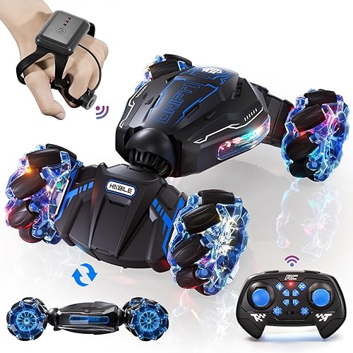 Auto a control remoto, 2.4GHz 4WD Gesture Sensing RC Stunt Car, Drift controlado a mano con luz y música, regalos de cumpleaños geniales para niños