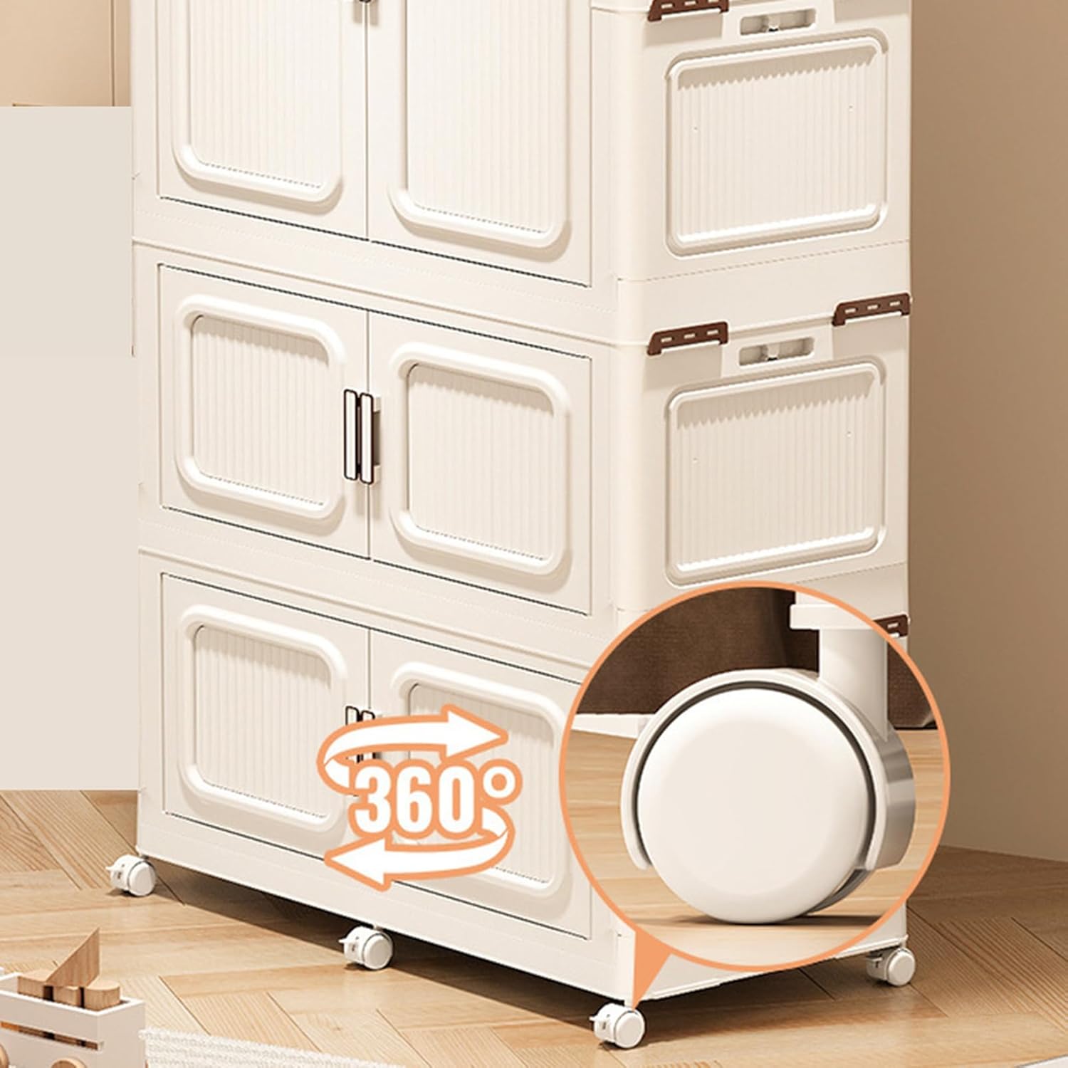 [SDS] 収納ボックス 収納キャビネット ワードローブ 折りたたみ式 タイプ1 キャスター付き 87*53*133.5 扉付き 磁