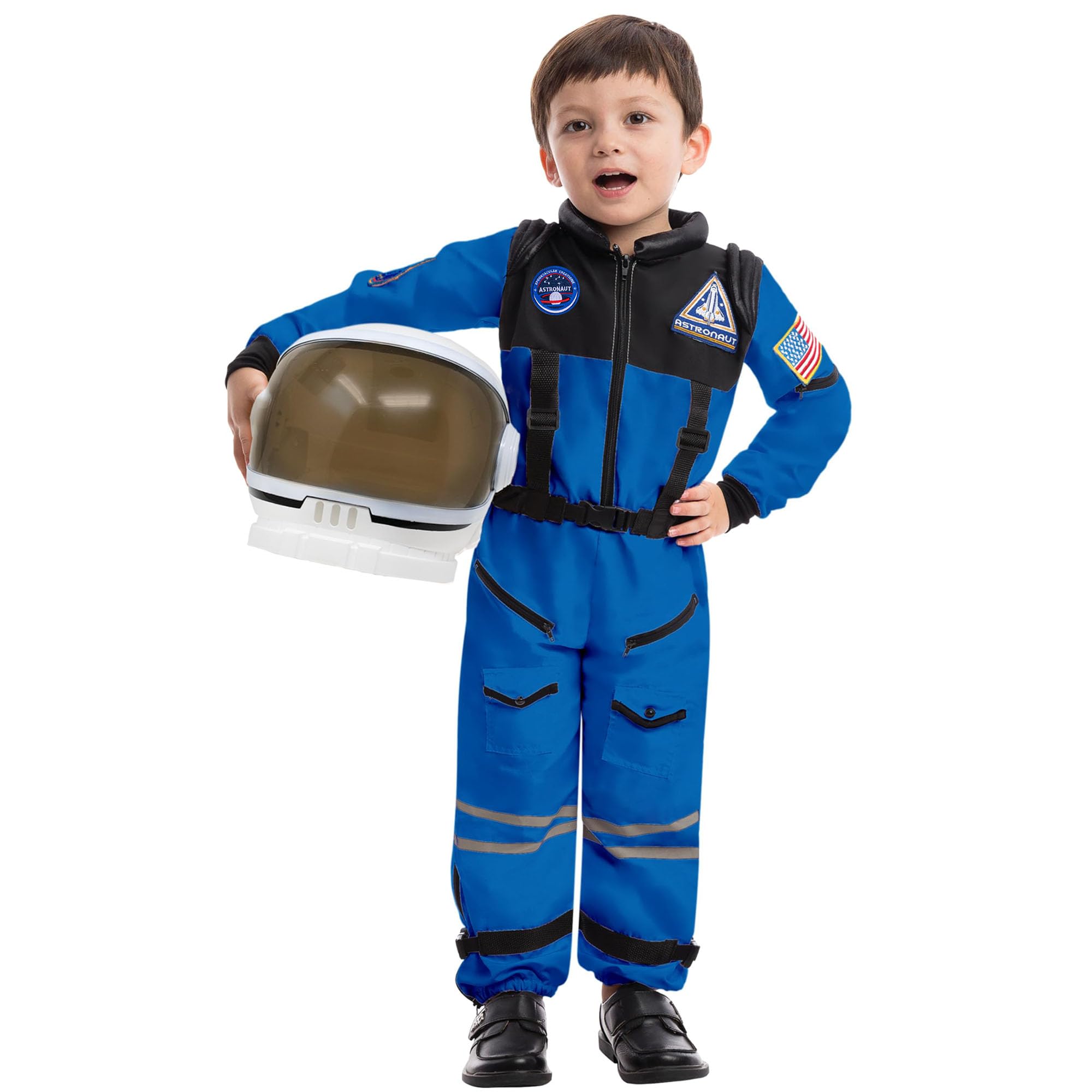 Spooktacular Creations Astronaut Costume with Helmet, Space Suit for Toddler, Kids Astronaut Halloween Costume for Cosplay
