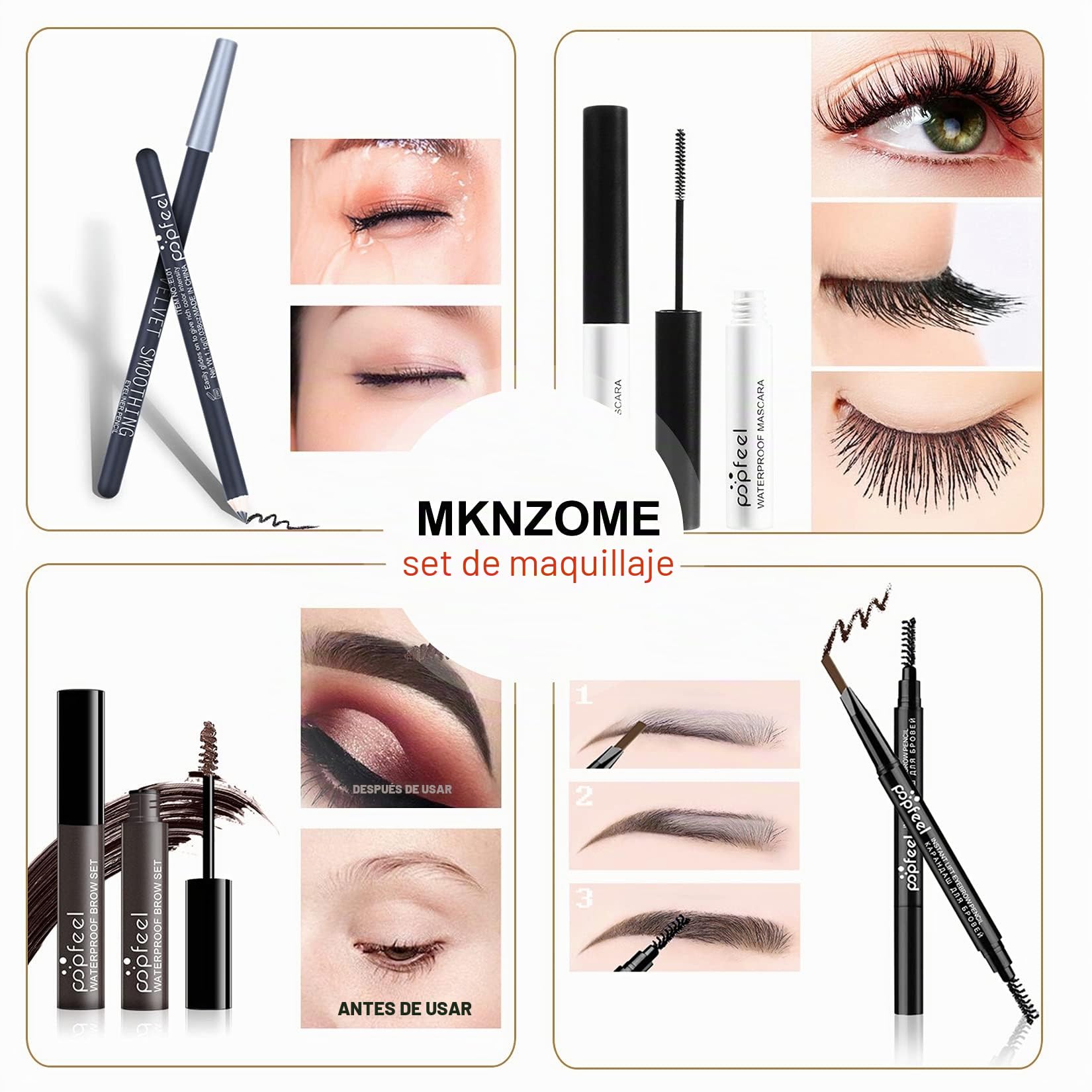 Kit de Maquillaje Profesional Completo, MKNZOME 36 piezas Set de Maquillaje Mujer con Estuches de Maquillaje Portátil Paletas de Sombras de Ojos Fundación barra de labios para Mujeres Niñas