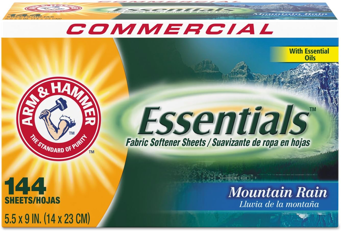 Arm & Hammer Essentials Fabric Softener Sheets-Mountain Rain-144ct