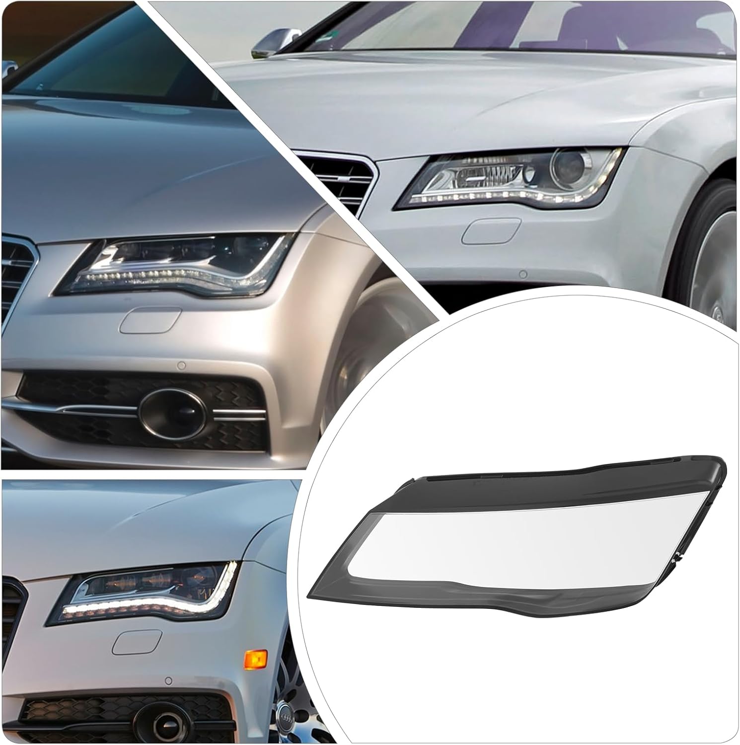 Front Headlights Headlamps Lens Covers for 2012-2015 Audi A7/S7/RS7, Left & Right Clear Front Head Light Lens Covers Replacement Headlight Lens Cover (Left Driver Side)