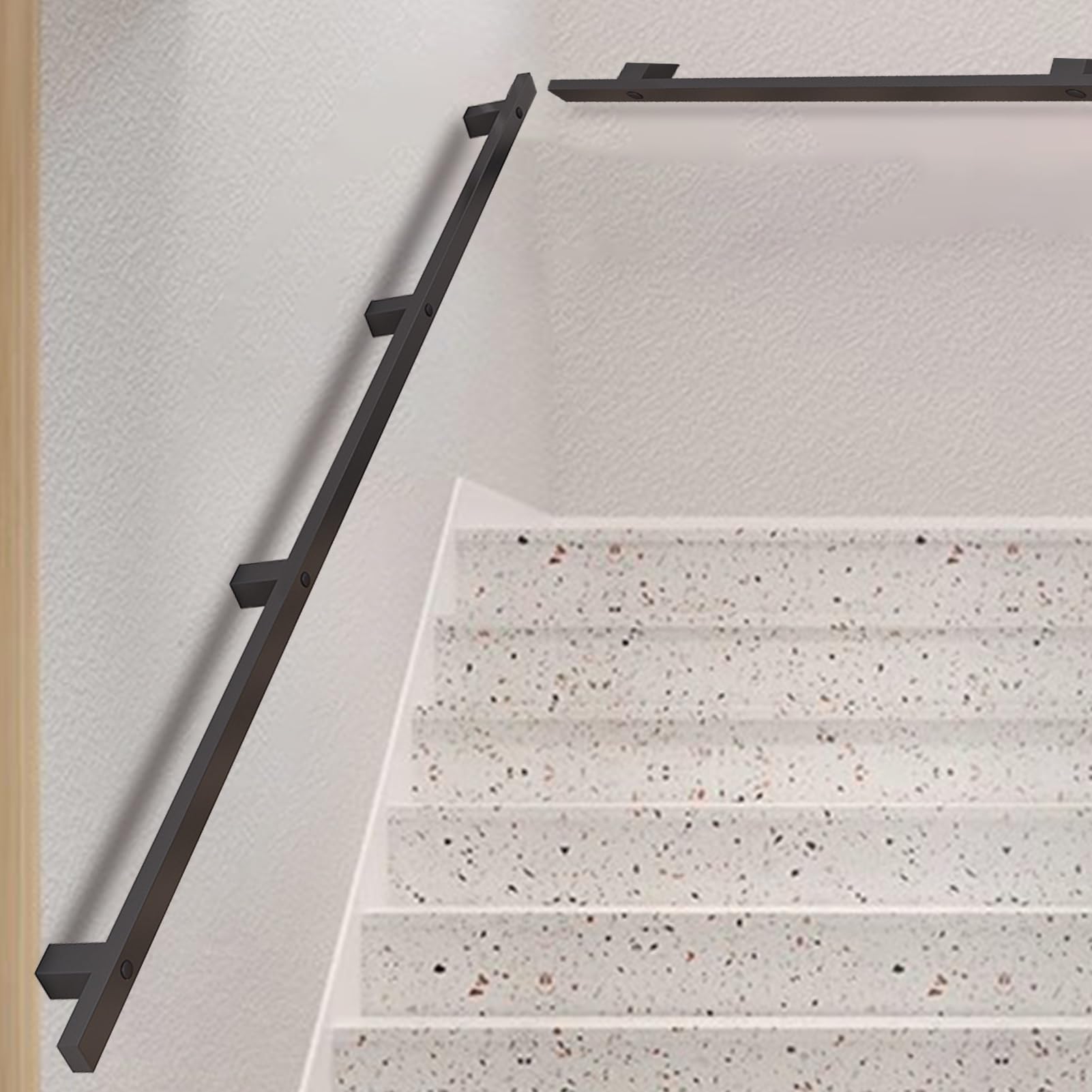 Fkxsxaz Stair Railing Indoor 4Ft 6Ft 12Ft 14Ft 20Ft Handrail For Outdoor Steps Square Tube Porch Railings Wall Mount Staircases Banister Hand Rail Wrought Iron Grab Bar(18Ft/540Cm)