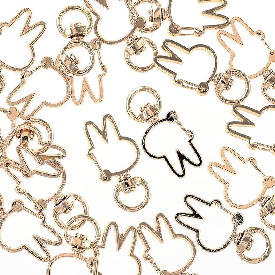 Amazon.co.jp: ファイニエ キーホルダー パーツ ゴールド うさぎ 20個