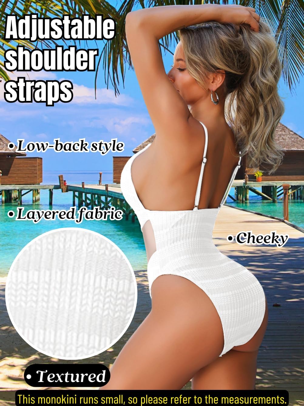 Sexy One Piece Monokini for Women, Cheeky High Leg Deep-V Neck Swimsuits, Strappy Mesh Low-Back Bathing Suit - Image 3