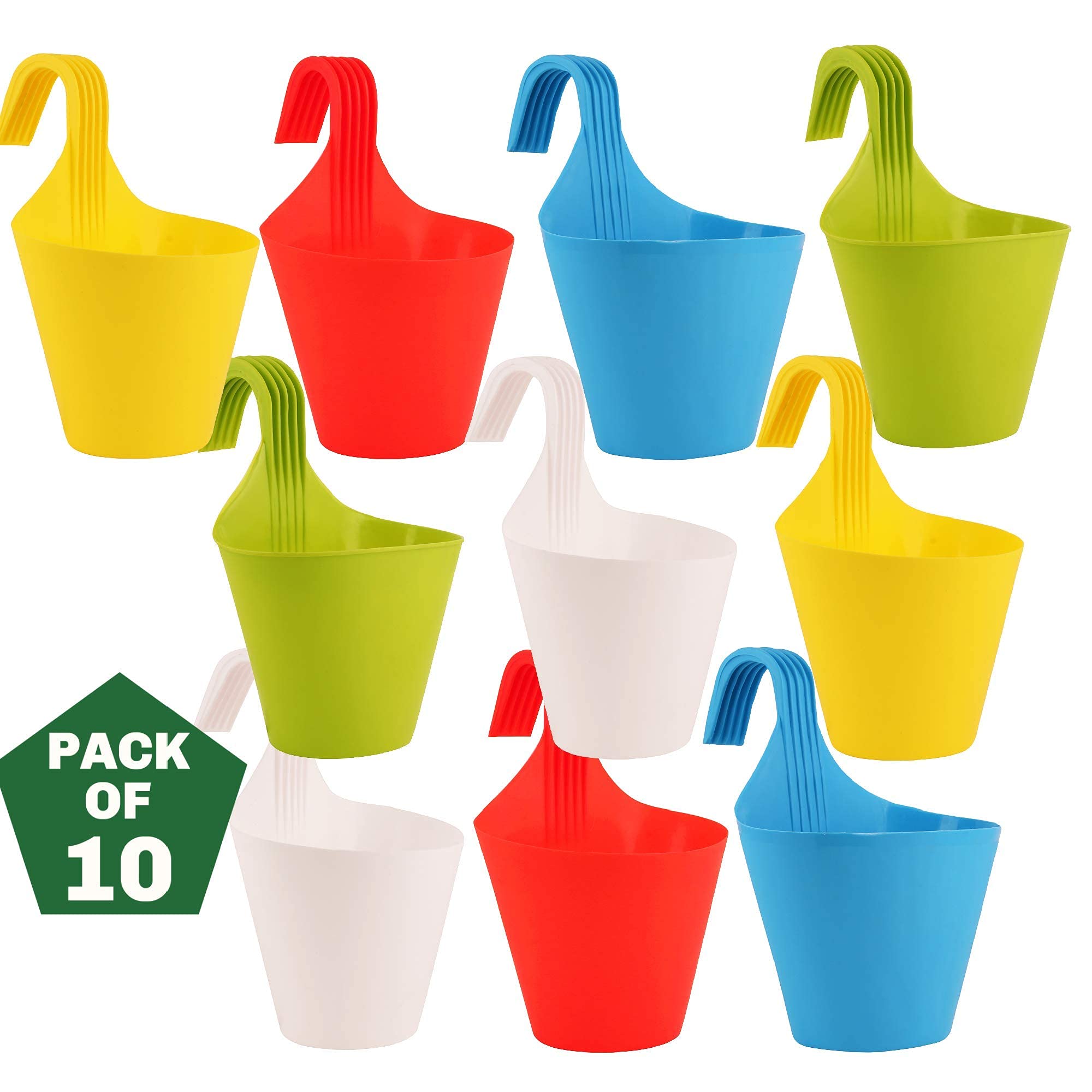 Plastic Hanging Planters - 10 Pcs (8 Inch, Multicolor) | Flower Hanging Pots for Home & Balcony Garden | Hanging Planters for Home Plants | Hooked Hanging Pots (B0CVV9GY5M) Amazon Price History, Amazon Price Tracker