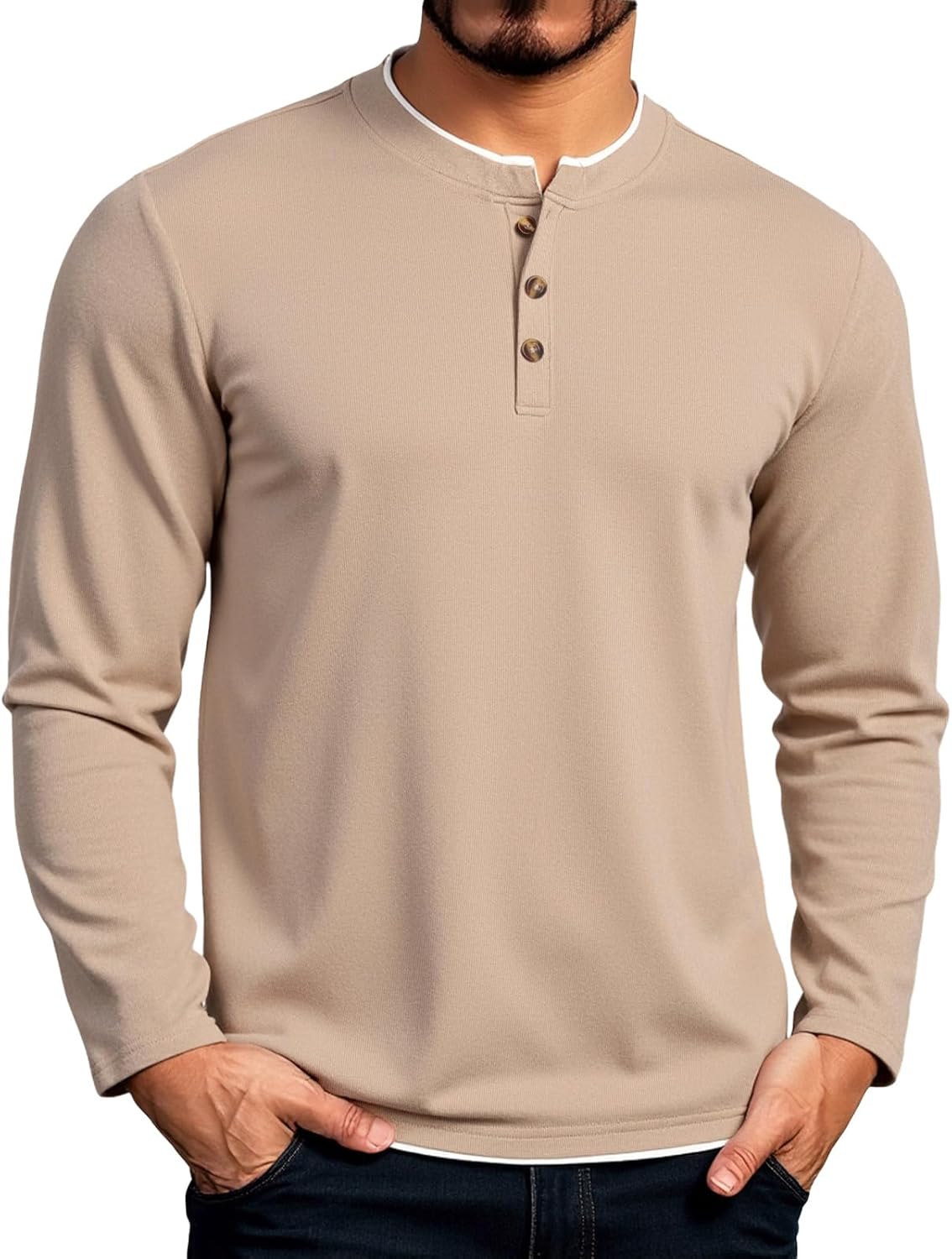 Uni Clau Men's Henley Shirts Classic Button T-Shirt Long Sleeve Casual Thermal Pullover Shirt