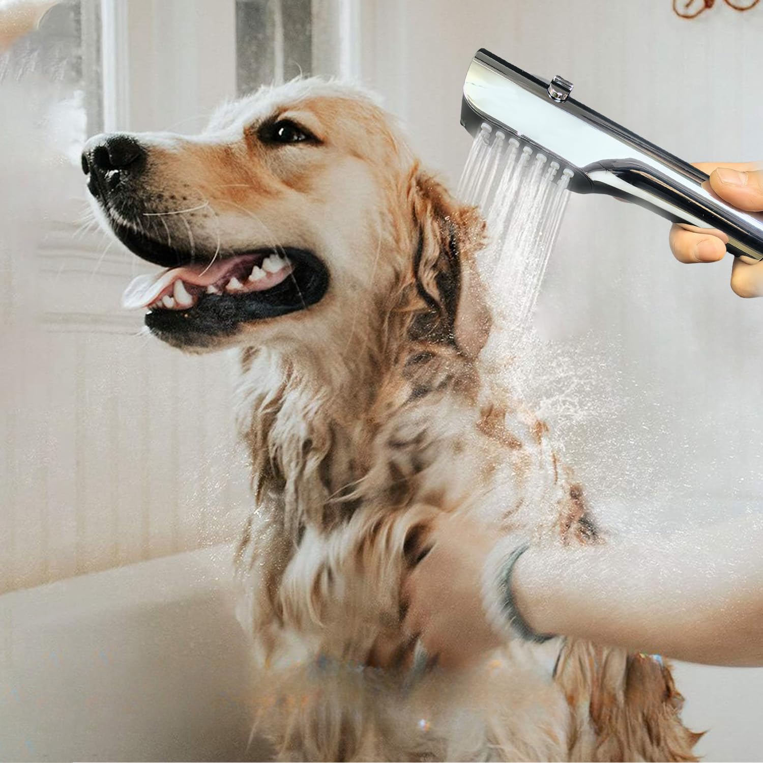 Dog shower sparyer attachment with new update shower head, Dog washing extra long hose - 98 inch, pet bathing supplies ?Extension for BathTub, Garden,Bathroom