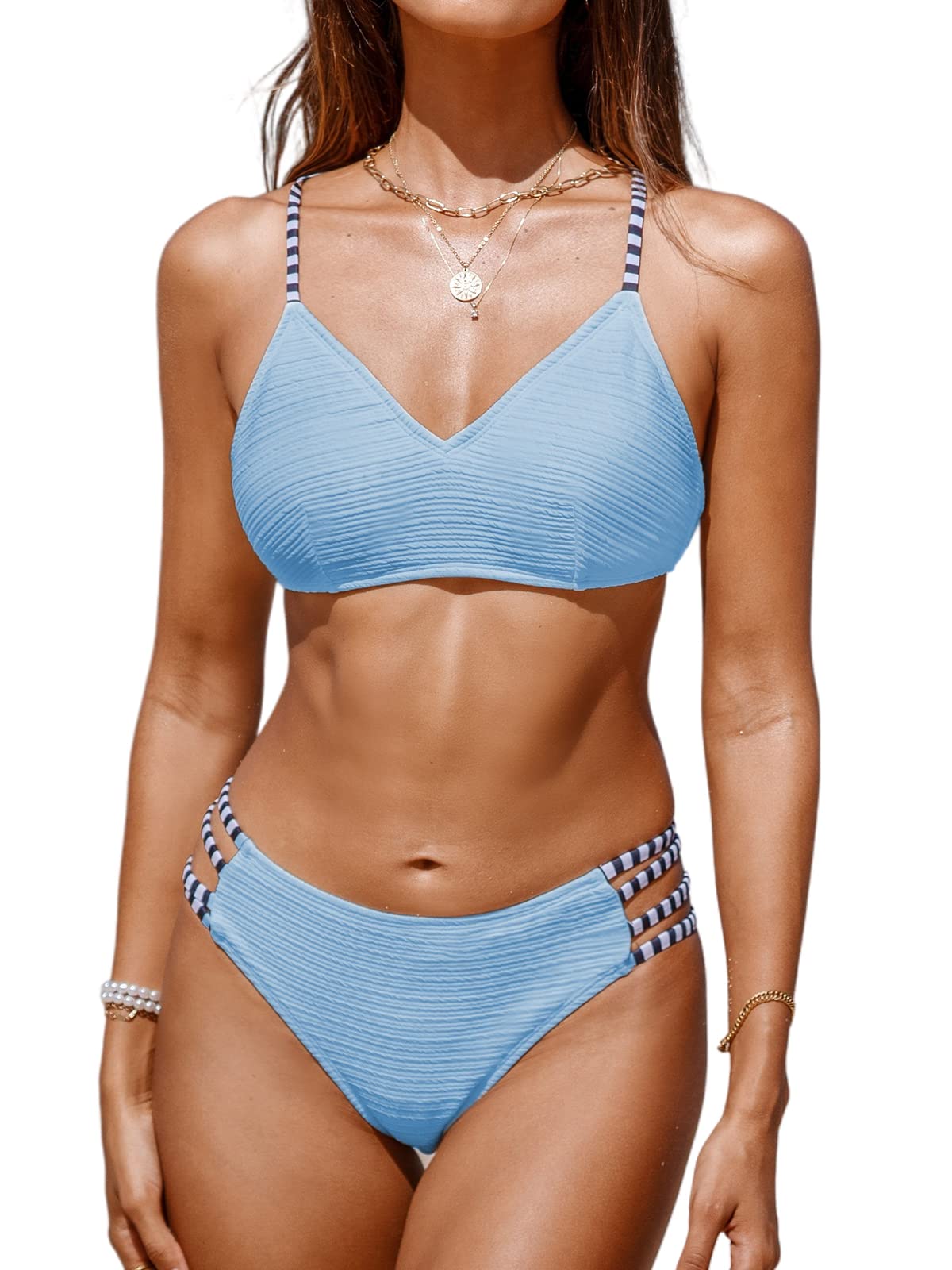CUPSHEWomen's Two Piece Strappy Low Waist Bikini Set