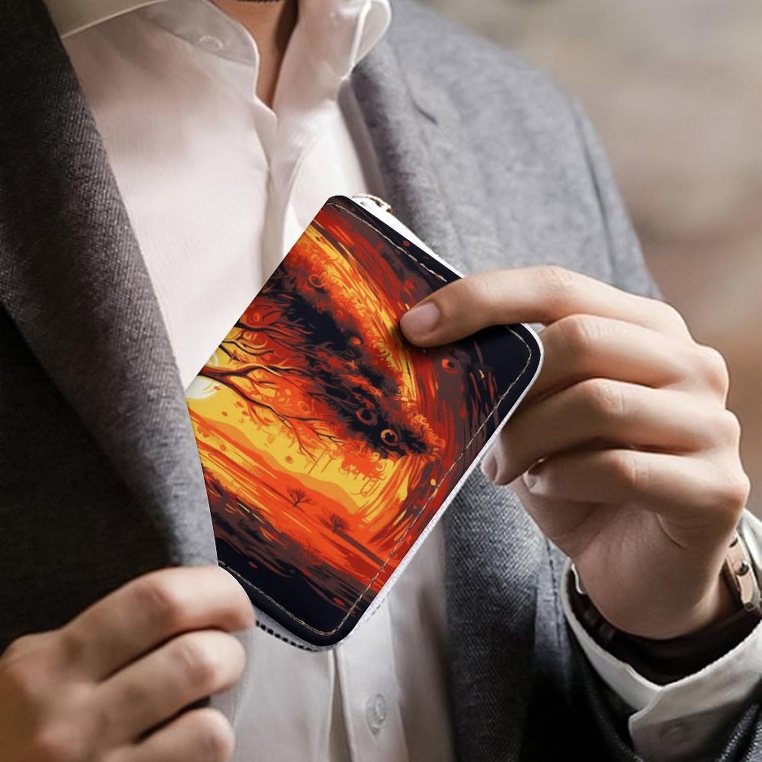 Burning Tree of Life Card Holder RFID Blocking,Credit Card Wallet for Women And Men,Card Case Organizer Bag with Zipper