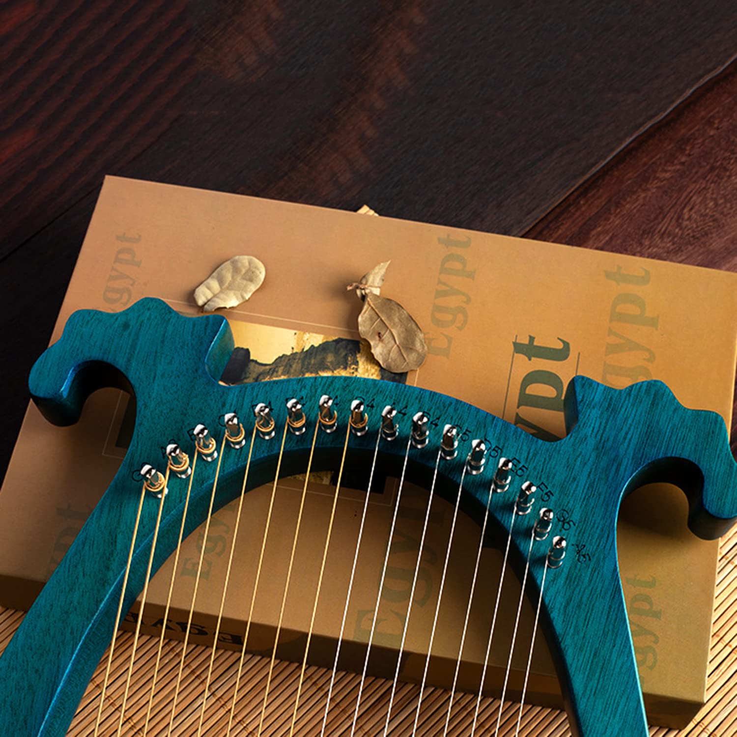 Harfa， Lira Harfa, Solidny Drewniany Instrument Mahoń Z Opatentowanym Projektem, Przenośna 16 Metalowych Strun Dla Dorosłych Dzieci Początkujących(Yellow,2)
