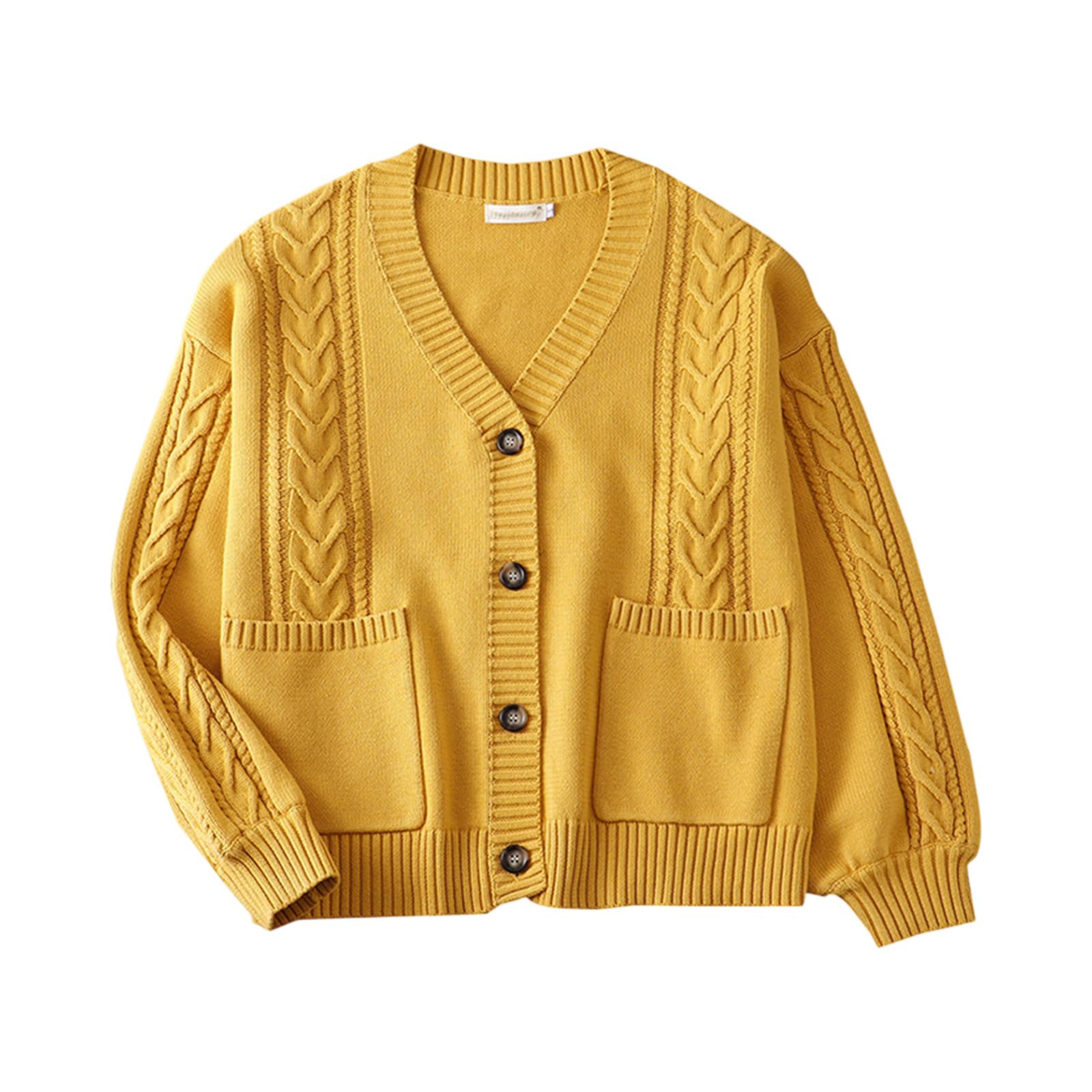 Oversized Button Up Cardigans for Women Casual V Neck Cardigan Sweater Cable Knit Sweater Open Front Cardigan for