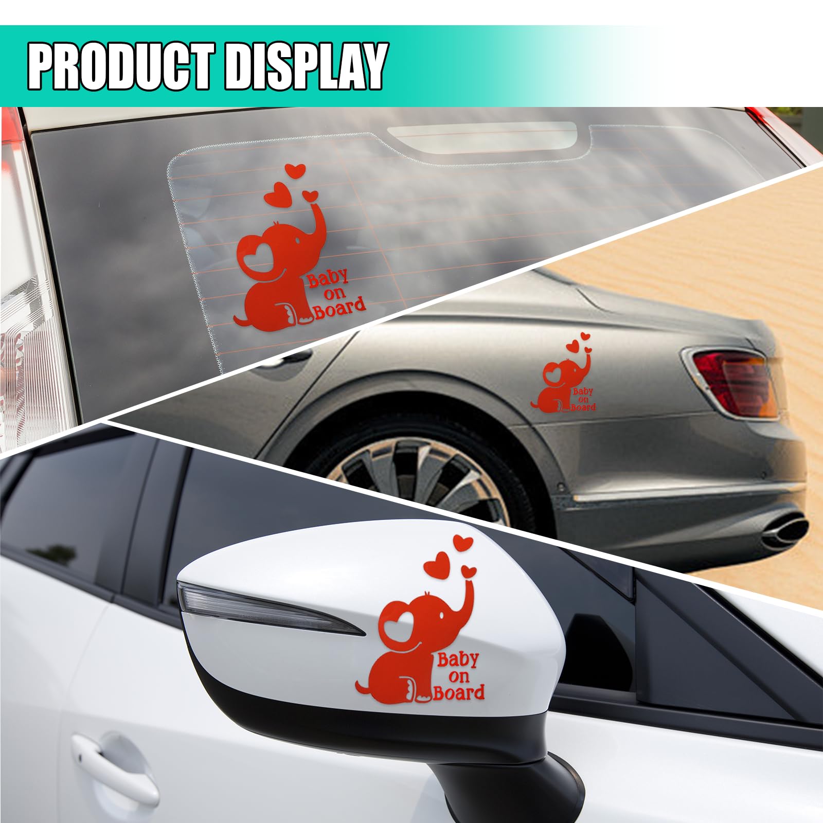 Baby on Board Elephant Car Sticker Decal Cute Reflective Vinyl Auto Safety Warning Signs Decals Decoration Waterproof Cars — view 6