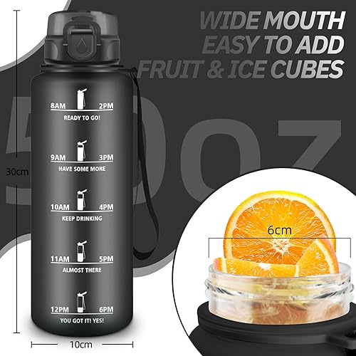 Miniatura 5 de Water Bottle, 1.5 Litres, Sports Water Bottle with Filter, Water Bottle with Motivational Slogan, Water Bottle with Time for Fitness, Camping,