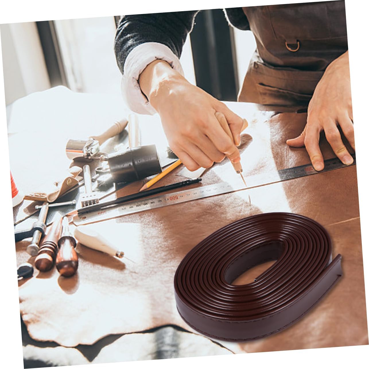DIY Craft Belt Lacing Cord Wide Genuine Leather Strip Fashion Accessory for Bag Decor