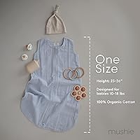 Vista 6 de mushie Manta vestible para bebé 100% muselina de algodón orgánico Saco de dormir para bebés (azul bebé)