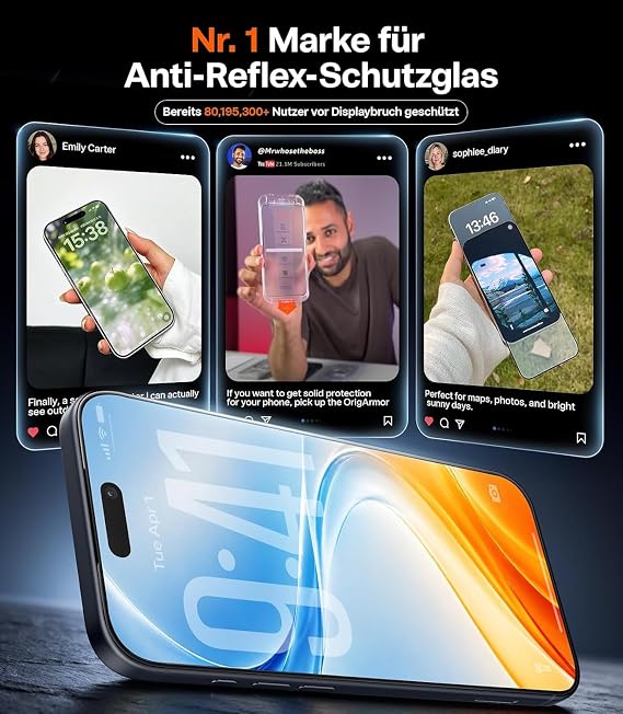 TORRAS OrigArmor AR iPhone 18 Pro Max for Tempered Glass 3D Anti-Reflection