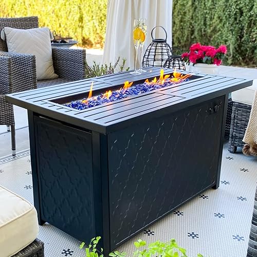 Propane Gas Fire Pit Table 45 Inch 50,000BTU Rectangular Outdoor
