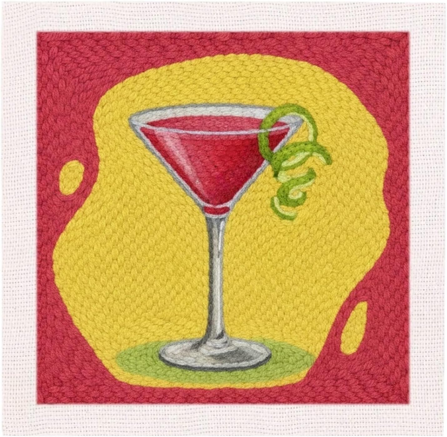 Edgiyuo Punch Needle Embroidery Kit - Cup Pattern House Design for Beginners and Adults | DIY Craft Set with Yarn Tools for Home Decoration(CCXF-222-2525)