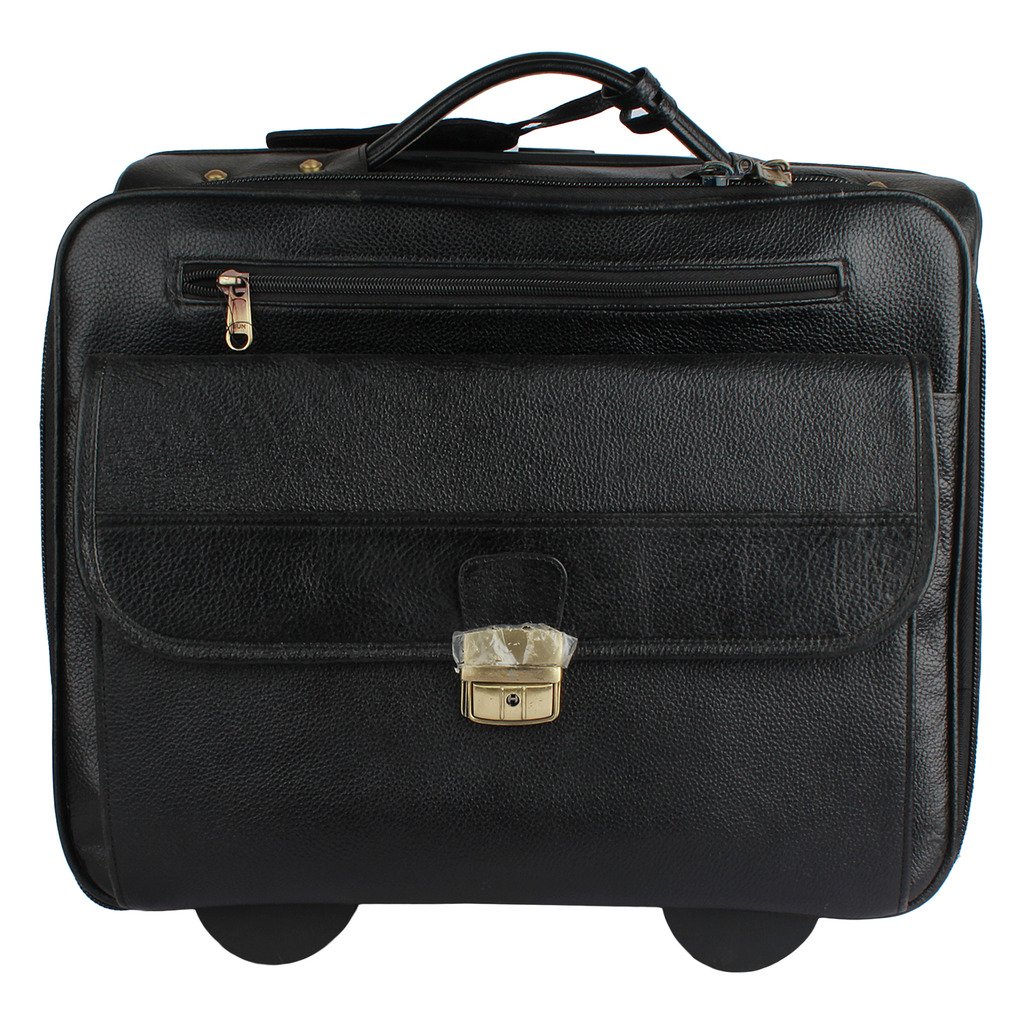 Mex Stylish Black Leather Laptop Trolley Bag Buy Mex Stylish Black