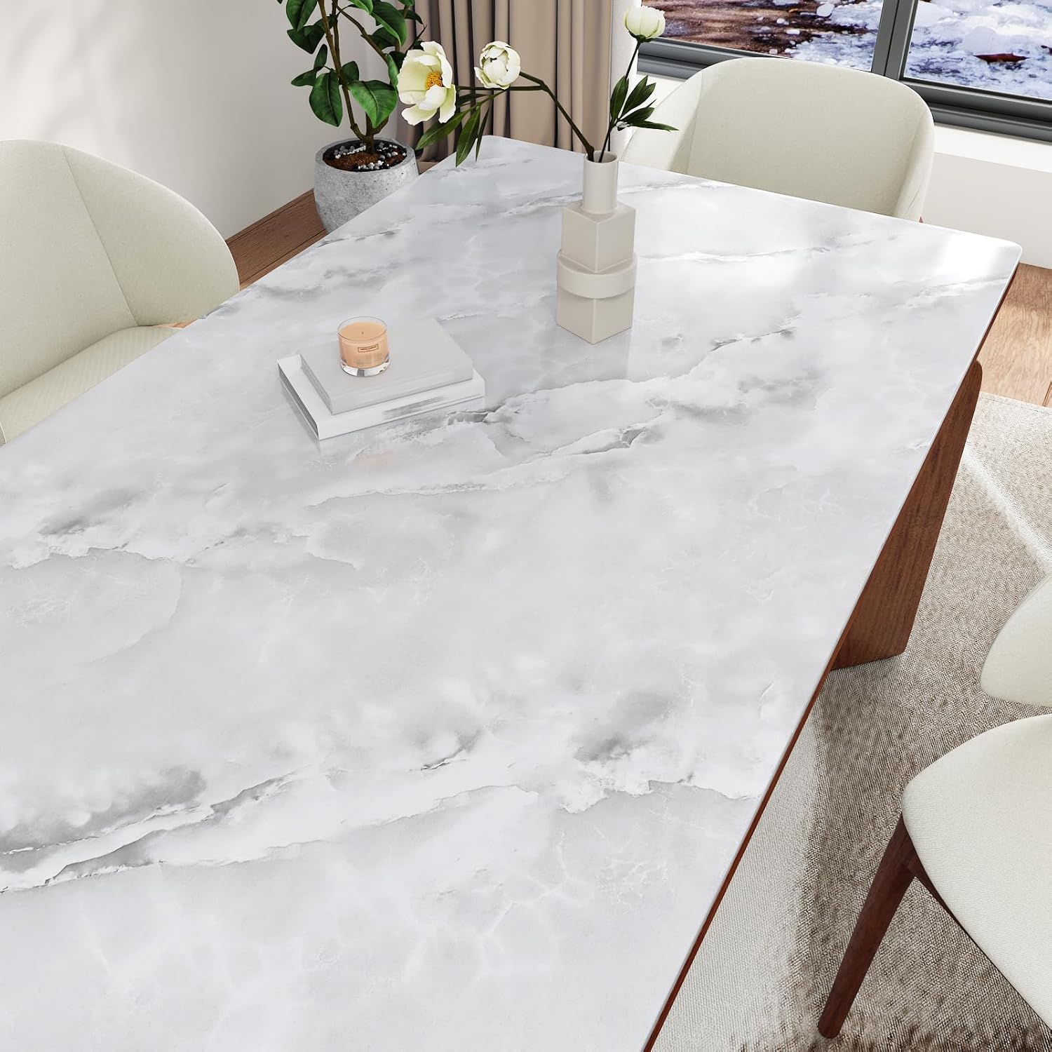 Matte Grey Marble Contact Paper for Countertops Waterproof Thick Marble Countertop Peel and Stick Vinyl Wallpaper Removable Oil-Proof Granite Contact Paper for Kitchen Cabinets 17.7"x315"