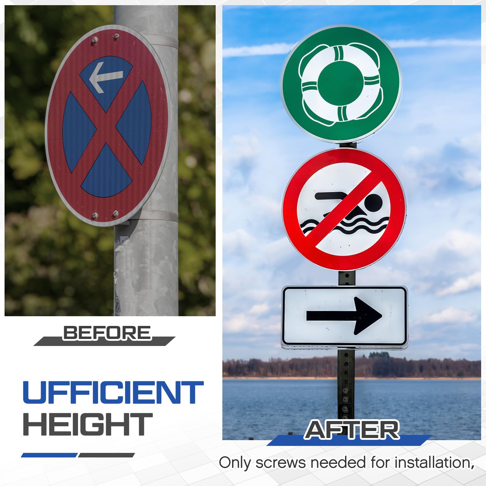 8 ft H x 2 in W Square Sign Post with 7/16" Dia Mounting Holes — Amazon image 4