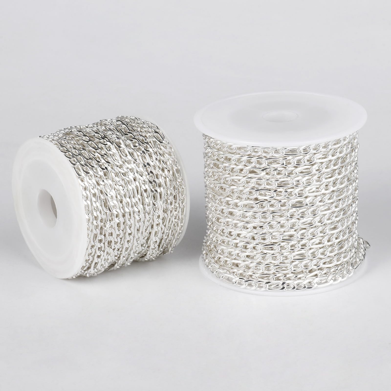 Silver Figaro Chains - 33 Feet for Jewelry Making -7