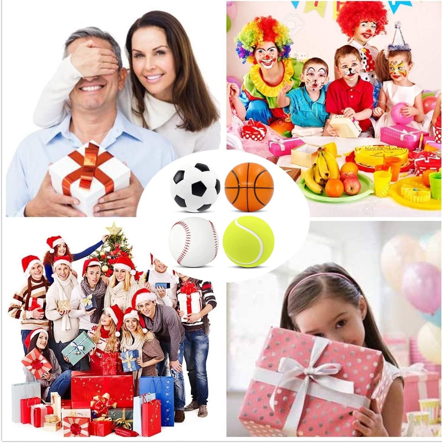Yeefunjoy 4 palline antistress per lo stress e lo stress, per fare esercizi con le dita, giocattolo emotivo, per calcio, basket, basket, tennis